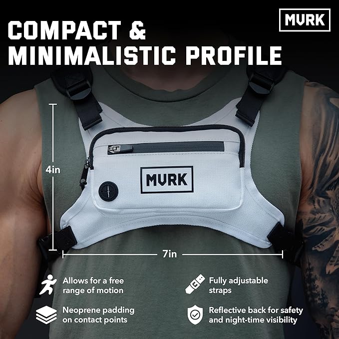 MVRK Water Resistant Running Vest Chest Pack, Phone Holder for Running, Lightweight Training Pack with Reflective Detail
