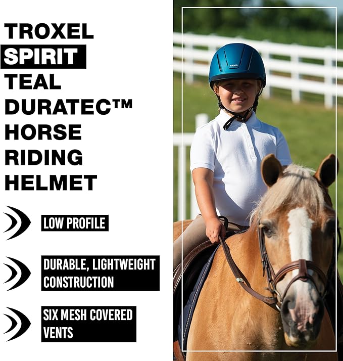 Troxel Spirit Duratec Full Coverage Horse Riding Helmet, Low-Profile Adjustable Design, Safety Horseback Riding Gear