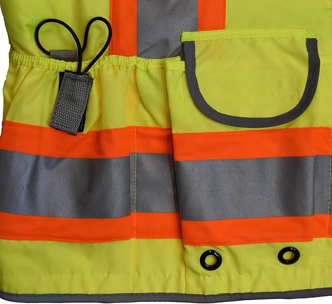 Radians SV55 Class 2 Heavy Woven Two Tone Engineer Vest with Padded Neck to Support Extra Weight in Cargo Pockets, Green, 2X-Large