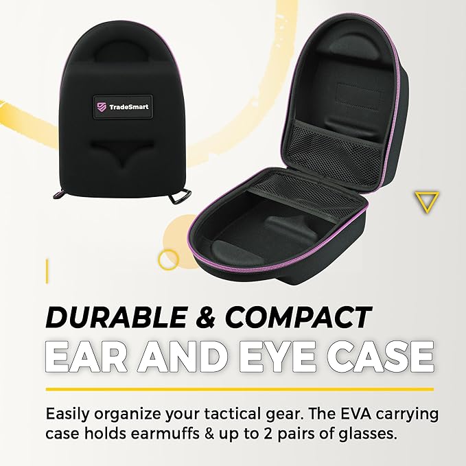 TradeSmart All-in-One Shooting Ear Protection - Comfort+ NRR 28 Earmuffs, Glasses & Earplugs + Carry Case