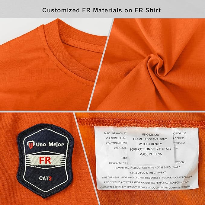 FR Shirts 7.5OZ Flame Resistant Welding Shirt, 100% C FR Clothing for Men, Men's Fire Retardant Welding Jacket for Safety Work, Heavy Durable Welding Gear, Orange-YL 2XL