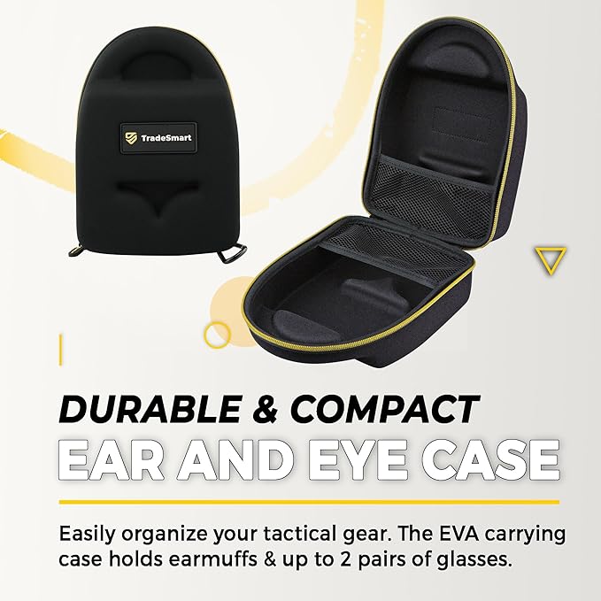 TradeSmart All-in-One Shooting Ear Protection - Comfort+ NRR 28 Earmuffs, Glasses & Earplugs + Carry Case