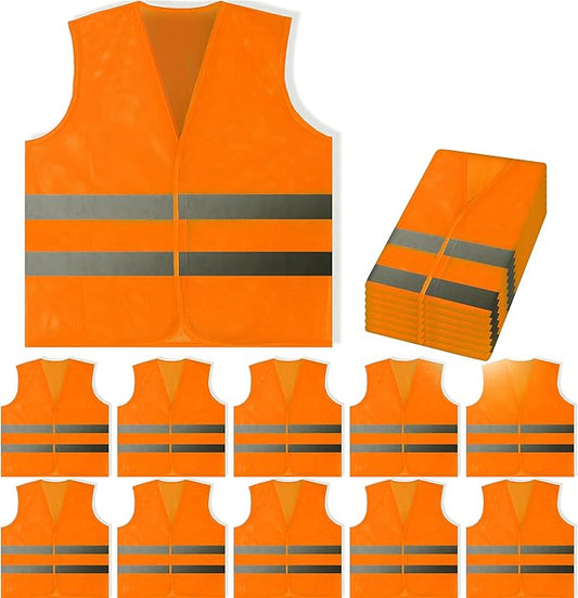 PeerBasics Safety Vests Bulk Pack - Reflective High Visibility, Men Women, Mesh (as1, numeric, numeric_10, regular, regular, Orange)