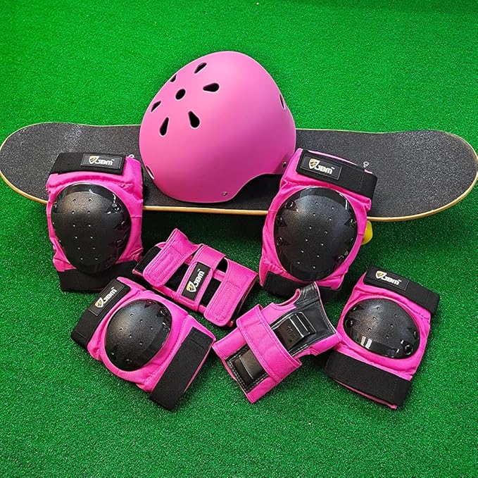 JBM Adult & Kid Skating Protective Gear Set for Beginner to Advanced, Skateboard Helmet Knee and Elbow Pads with Wrist Guards for Inline Roller Skating, Scooter, Skateboarding