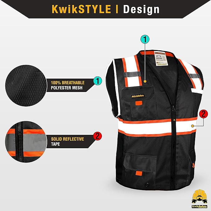 KwikSafety - BIG KAHUNA Safety Vest | Base & Limited Edition | Class 2 Reflective Vest ANSI OSHA Safety Vest for Men