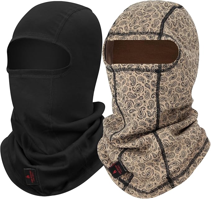 FR Face Mask for Men – Fire Resistant Balaclava Welding Head Cover, 100% Cotton Full Face Hood & Neck Protector