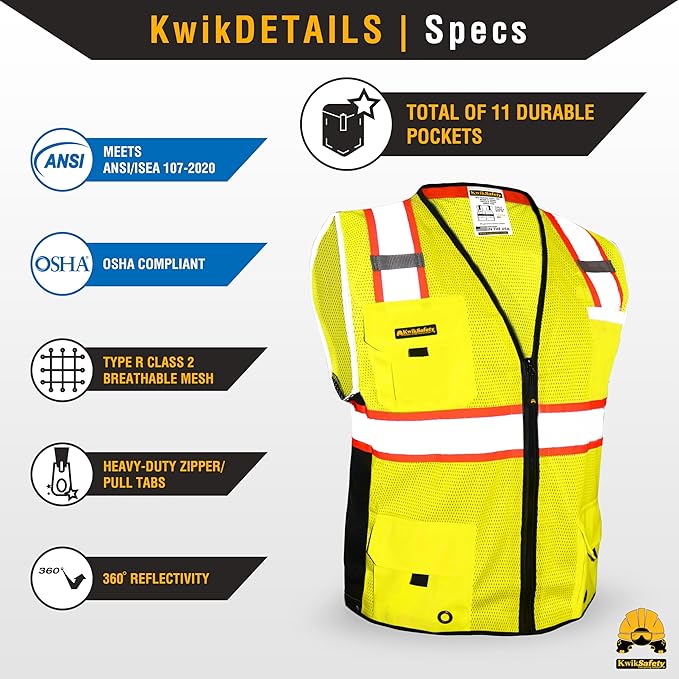 KwikSafety - BIG KAHUNA Safety Vest | Base & Limited Edition | Class 2 Reflective Vest ANSI OSHA Safety Vest for Men