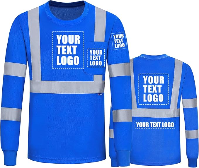AYKRM Safety T Shirt Reflective High Visibility hi vis Long Sleeve T Shirt (XS-6XL)