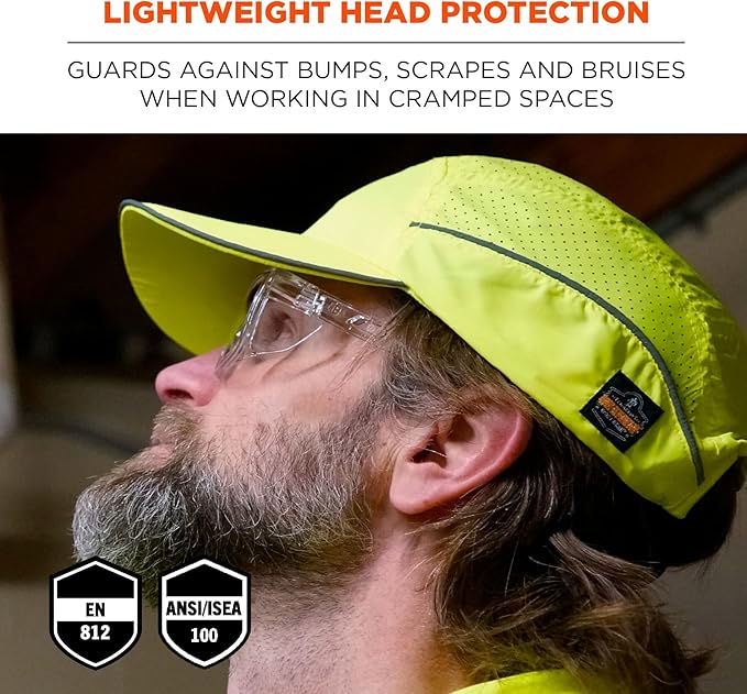 Ergodyne Skullerz 8955 Lightweight Bump Cap, Baseball Hat Style, Breathable Head Protection