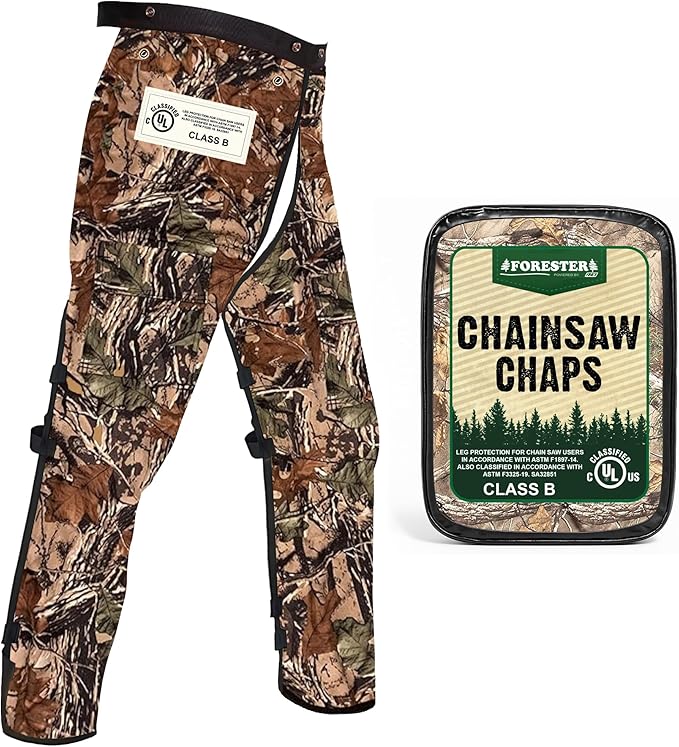 FORESTER Chainsaw Chaps for Men & Women | Apron-Style Chaps with Pocket & Adjustable Waist | Chainsaw Safety Equipment