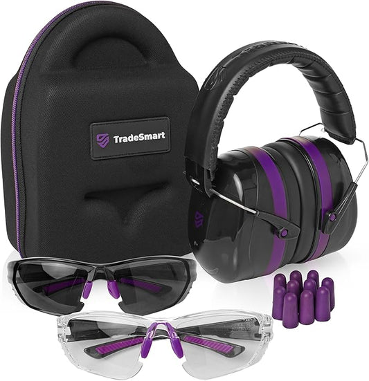 TradeSmart All-in-One Shooting Ear Protection - Comfort+ NRR 28 Earmuffs, Glasses & Earplugs + Carry Case