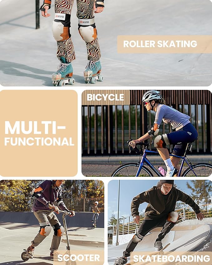 OutdoorMaster Knee Pads for Skating Knee and Elbow Pads for Adult &Youth - Skateboard Protective Gear with Wrist Guards 3 in 1 Saver Series for Skate
