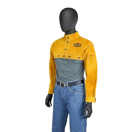 IRONCAT 7000 Cowhide Leather Welding Cape Sleeve - Golden Yellow, XX-Large Size Cape Jacket with Heat Resistance. Welding Gears