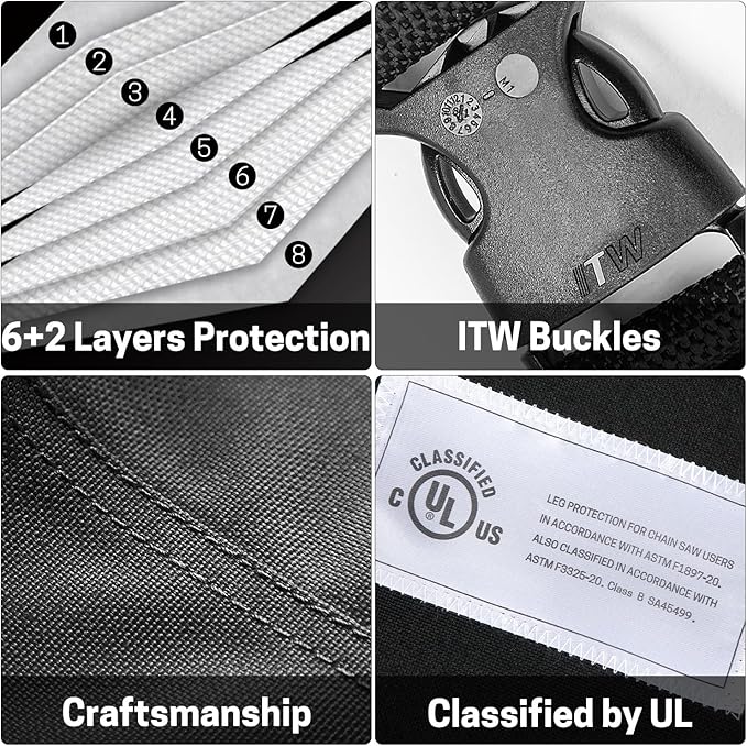 Chainsaw Chaps Apron 8-Layer Wrap for Men/Women Loggers Forest Workers Protective Chain Saw Pants Adjustable