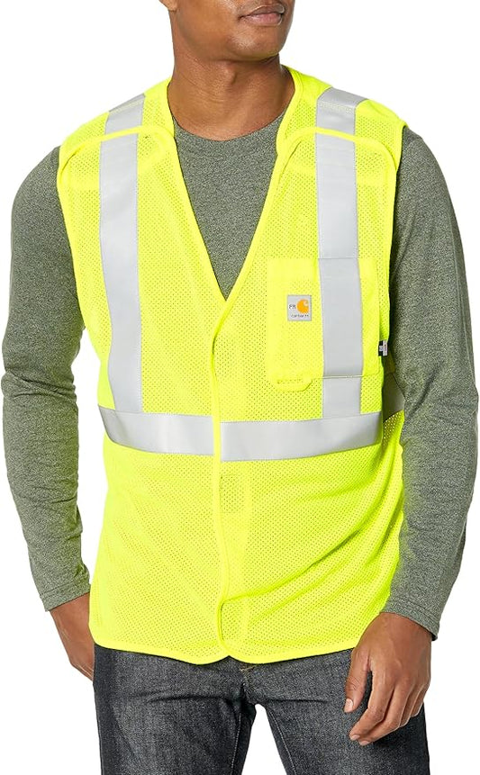 Carhartt Men's Flame Resistant High-Visibility Mesh Class 2 Vest