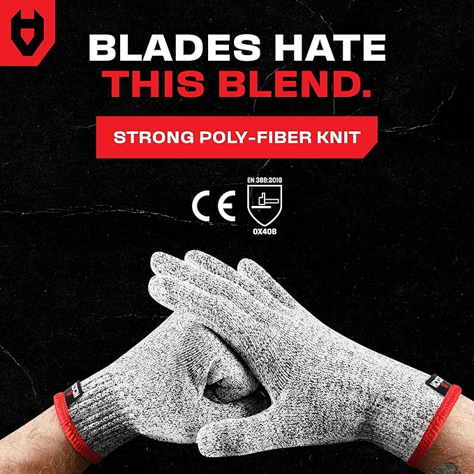 NoCry Premium Cut Resistant Gloves Food Grade — 100% Food Safe — Level 5 Meat Cutting Glove for Chefs & Butchers — Perfect Mandoline Glove or Oyster Shucking Gloves with Superior Comfort & Dexterity
