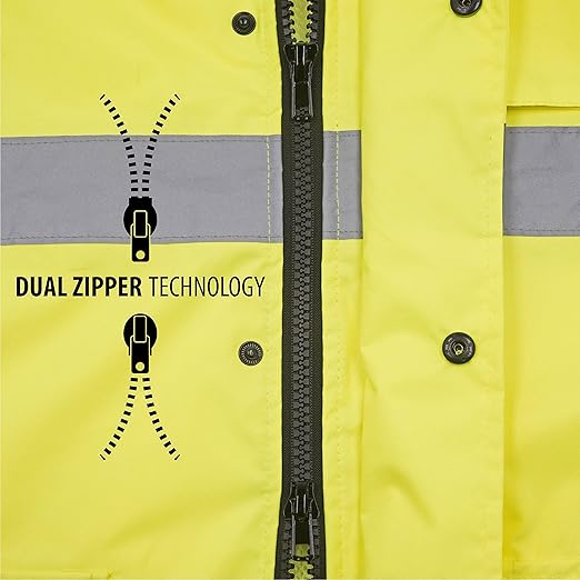 JORESTECH Hi-Visibility Waterproof Rain Jacket with Mesh Lining, ANSI/ISEA 107-2015 Class 3 Type R, Lightweight Wind-Resistant Safety Jacket