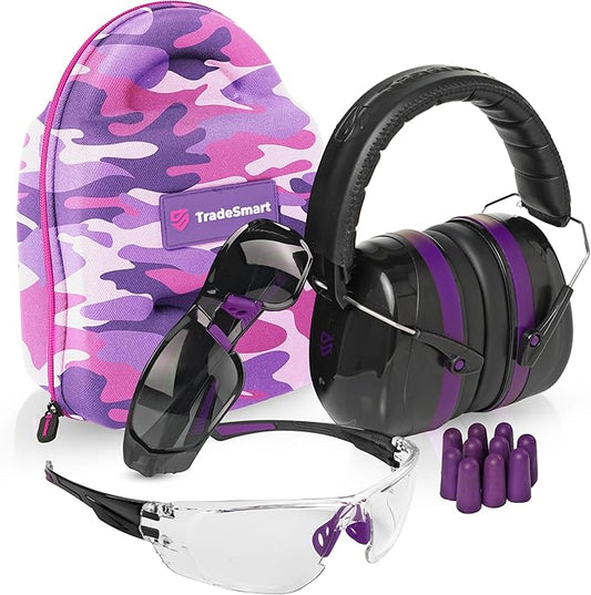 TradeSmart All-in-One Shooting Ear Protection - Comfort+ NRR 28 Earmuffs, Glasses & Earplugs + Carry Case