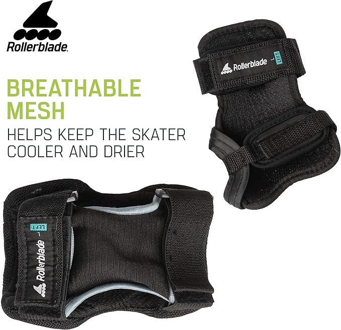 Rollerblade Skate Gear 3 Pack Protective Gear, Knee Pads, Elbow Pads and Wrist Guards, Inline Skating, Multi Sport Protection, Unisex, Black