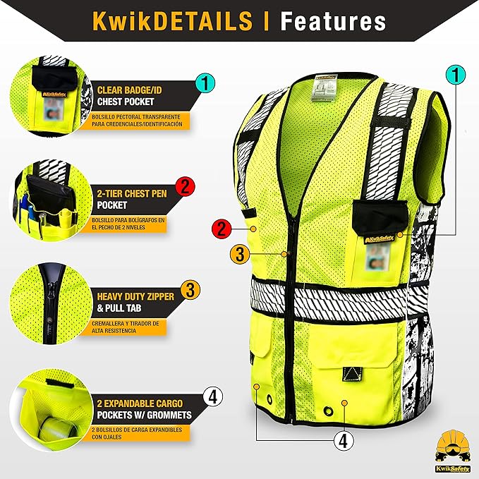 KwikSafety - Charlotte, NC - RoadBOSS Econ & Premium Safety Vest Class 2 Reflective Vest ANSI OSHA Safety Vest for Men