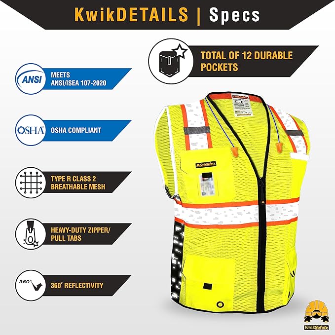 KwikSafety - BIG KAHUNA Safety Vest | Base & Limited Edition | Class 2 Reflective Vest ANSI OSHA Safety Vest for Men