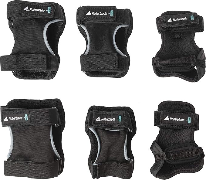 Rollerblade Skate Gear 3 Pack Protective Gear, Knee Pads, Elbow Pads and Wrist Guards, Inline Skating, Multi Sport Protection, Unisex, Black