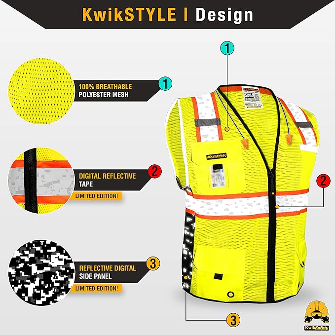KwikSafety - BIG KAHUNA Safety Vest | Base & Limited Edition | Class 2 Reflective Vest ANSI OSHA Safety Vest for Men