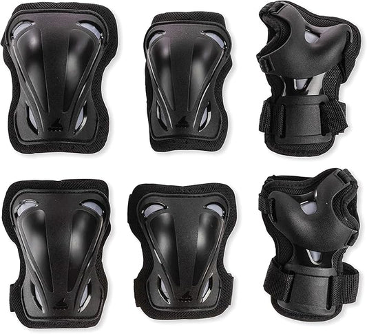 Rollerblade Skate Gear 3 Pack Protective Gear, Knee Pads, Elbow Pads and Wrist Guards, Inline Skating, Multi Sport Protection, Unisex, Black